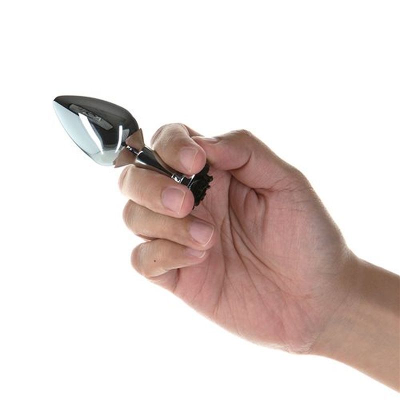 Black Rose 3 Inch Metal Butt Plug