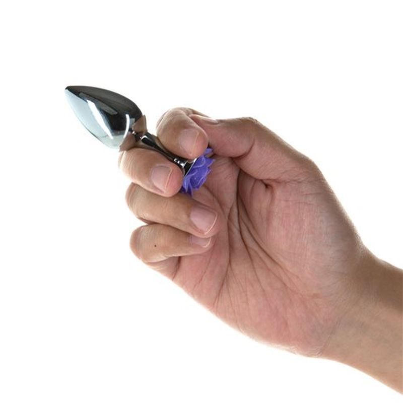 Purple Rose 3 Inch Metal Butt Plug