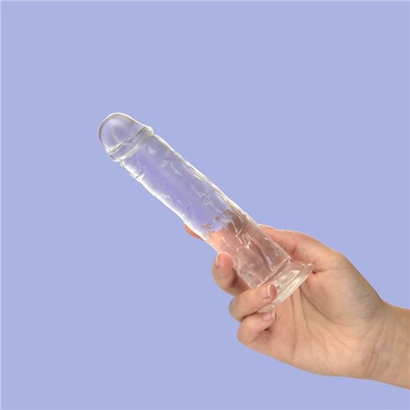 Crystal Dildo Straight 7 Inch Clear Premium Body Safe TPE