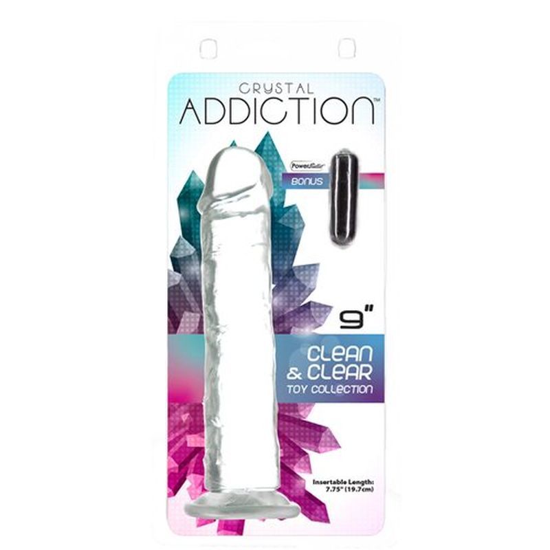Crystal Dildo Straight 9 Inch Clear Transparent