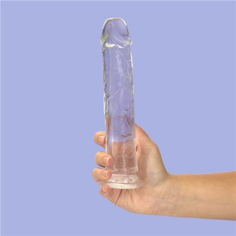 Crystal Dildo Straight 9 Inch Clear Transparent