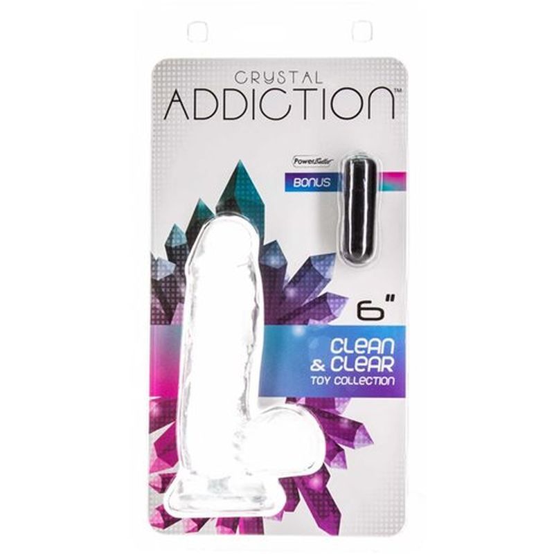 Crystal Dildo with Balls 6 Inch Clear TPE