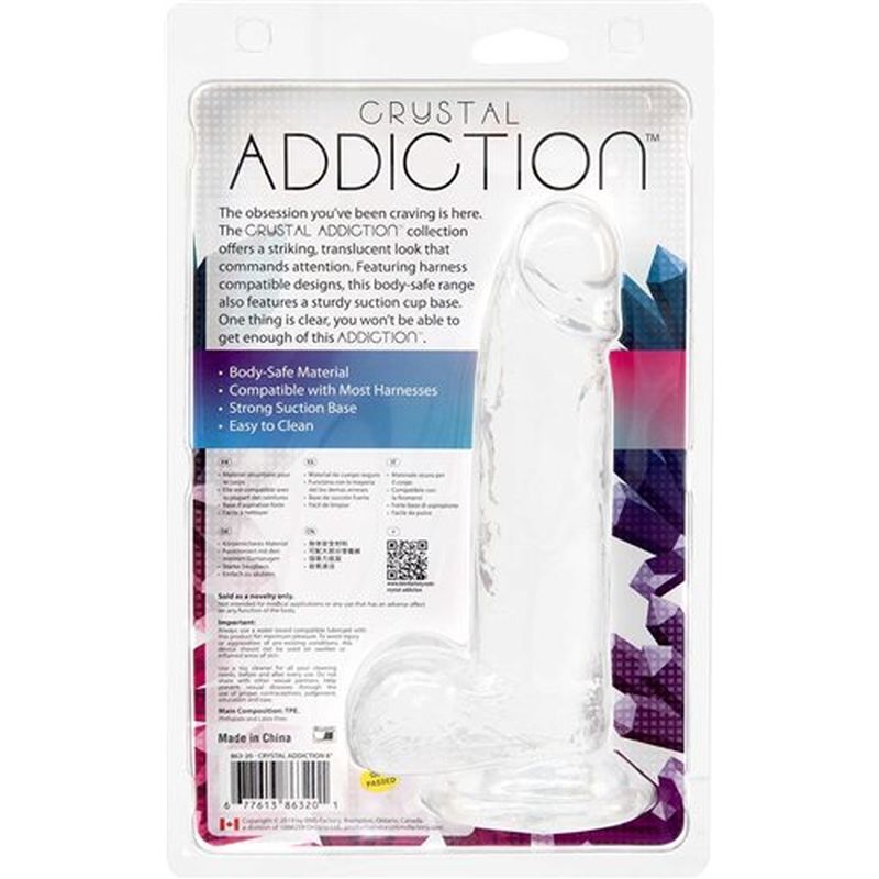 Crystal Dildo with Balls 8 Inch Clear