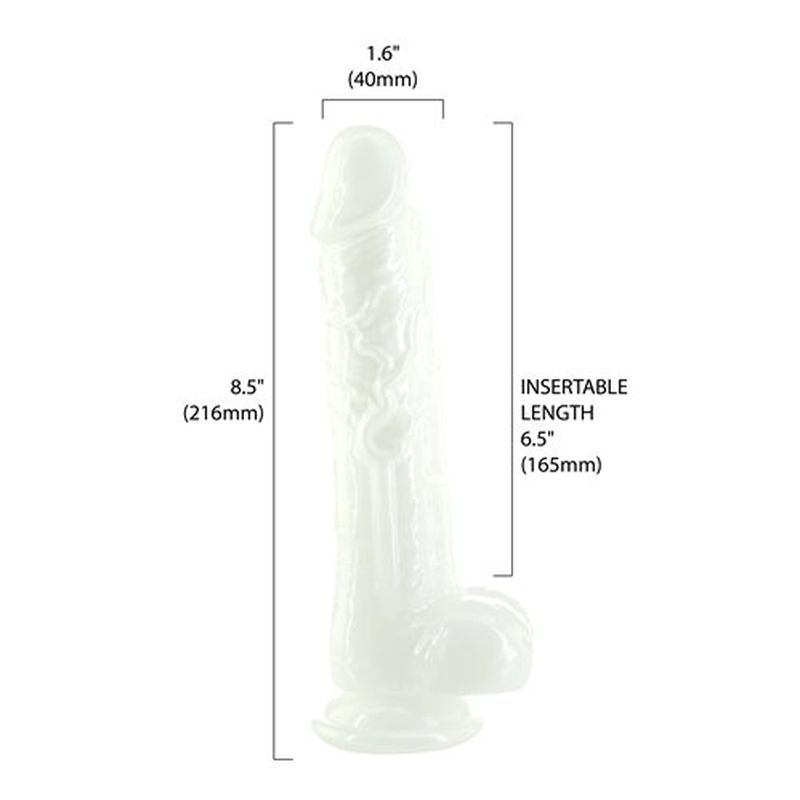 Pearl Dildo 8.5 Inch Pearl White with Suction Cup Base