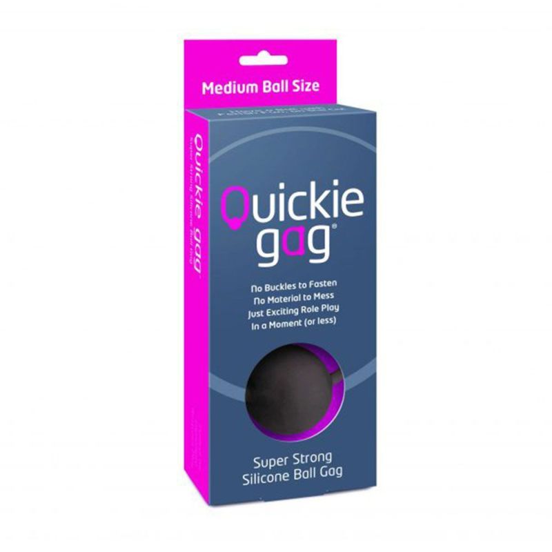 Quickie Gag Medium Ball Black Silicone One Size Fits Most