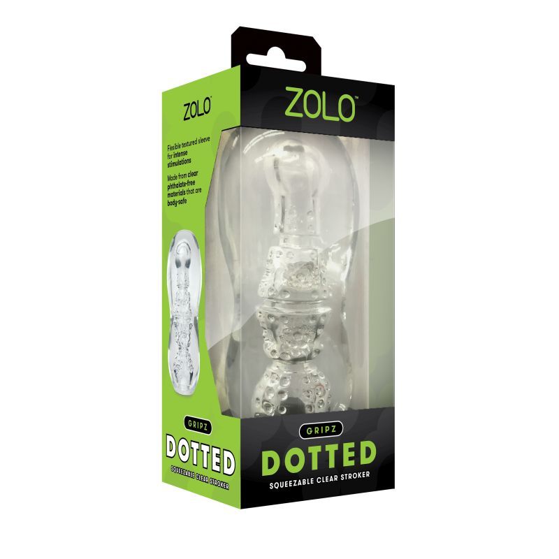 Zolo Gripz Dotted Clear – Squeezable Stroker