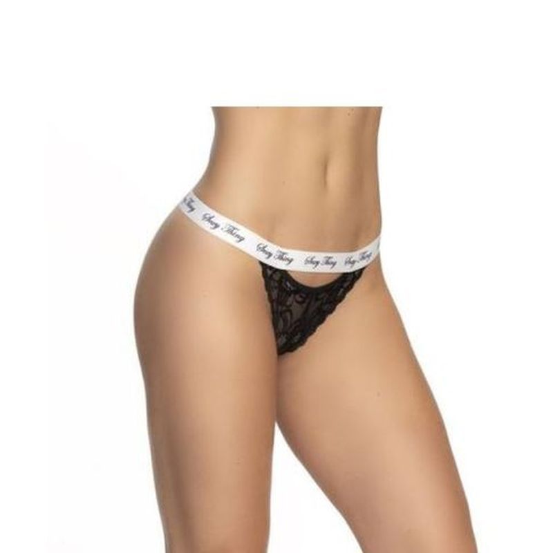 Lace Keyhole V Back Panty in Black