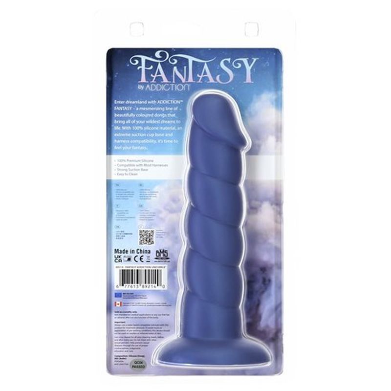 Addiction Fantasy Unicorn Dildo Blue (8 Inch) – Smooth 8 Inch Dildo