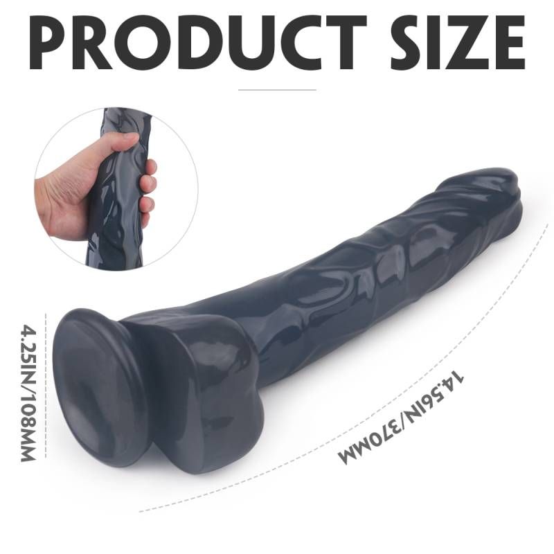 King Kong Dong with Balls (Black) 37cm Length 11cm Diameter – Realistic Texture Dildo