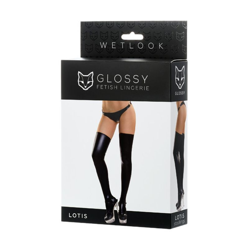 Lotis Glossy Wetlook Stockings – Soft Stretch Lingerie