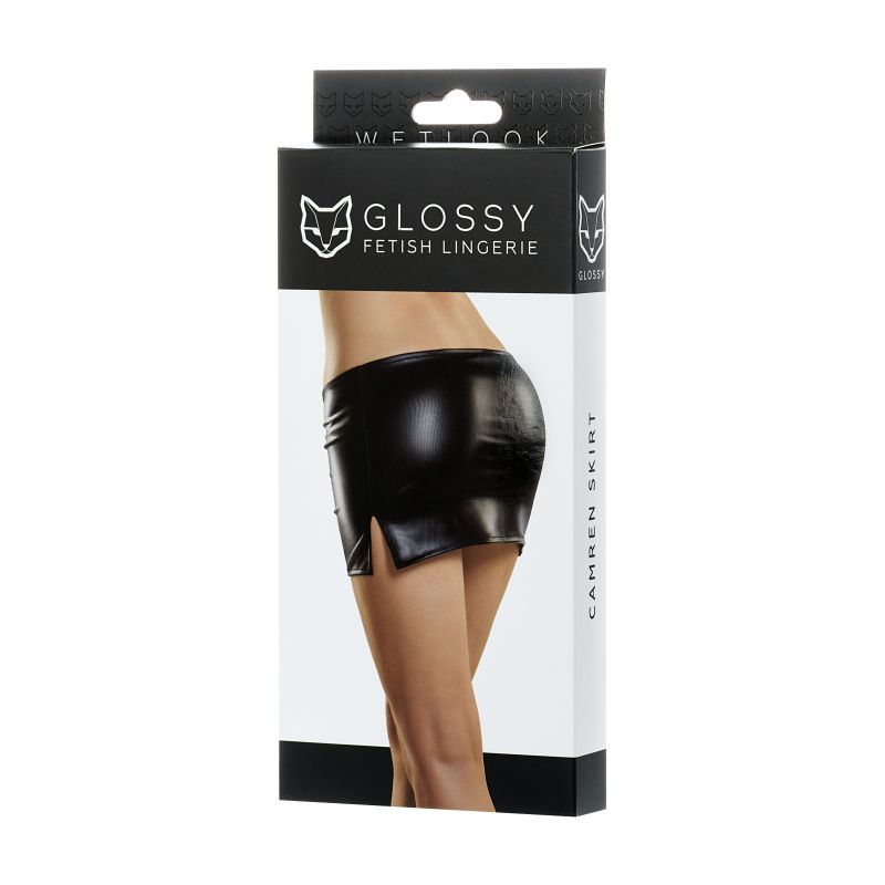 Glossy Wetlook Mini Skirt Camren in Small Medium Large