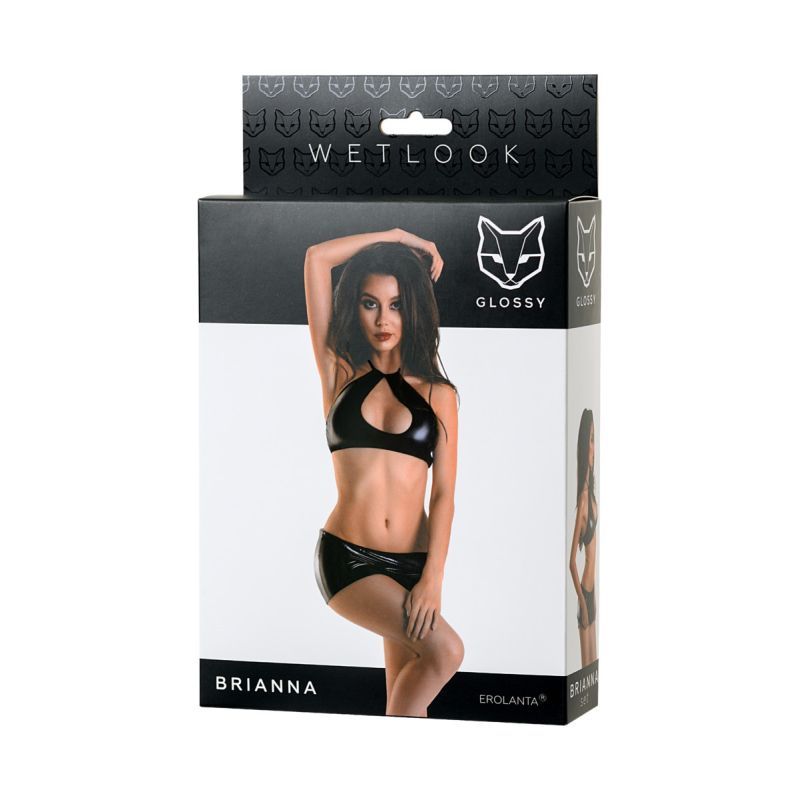 Glossy Brianna Wetlook Set – Polyester Spandex Mini Skirt Lingerie