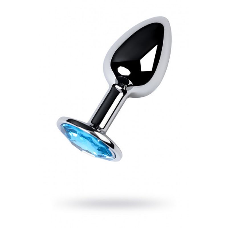 Silver Metal Anal Plug with Topaz Crystal Small