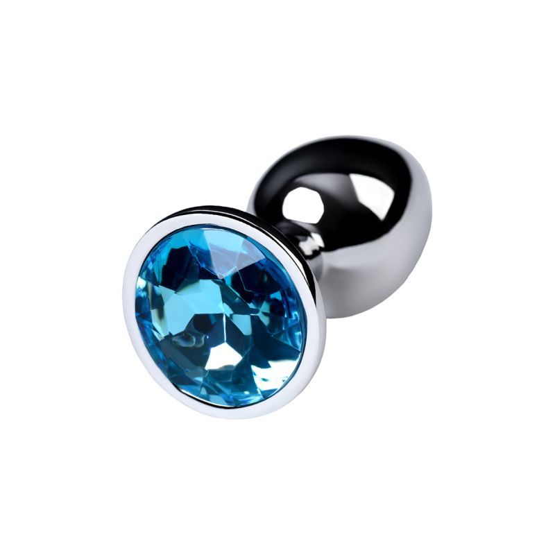 Silver Metal Anal Plug with Topaz Crystal Small