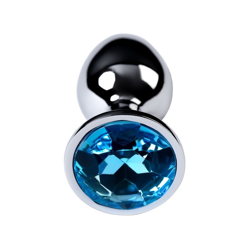Silver Metal Anal Plug with Topaz Crystal Small