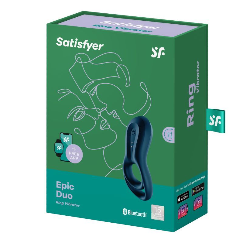 Satisfyer Epic Duo (Black) – Bluetooth App-Controlled Vibrating Cock Ring
