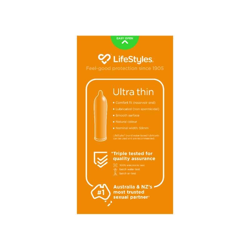 LifeStyles Ultra Thin – Micro-Thin Lubricated Condoms 53mm 20 Pack