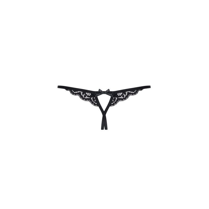 Crotchless Lace Thong Black