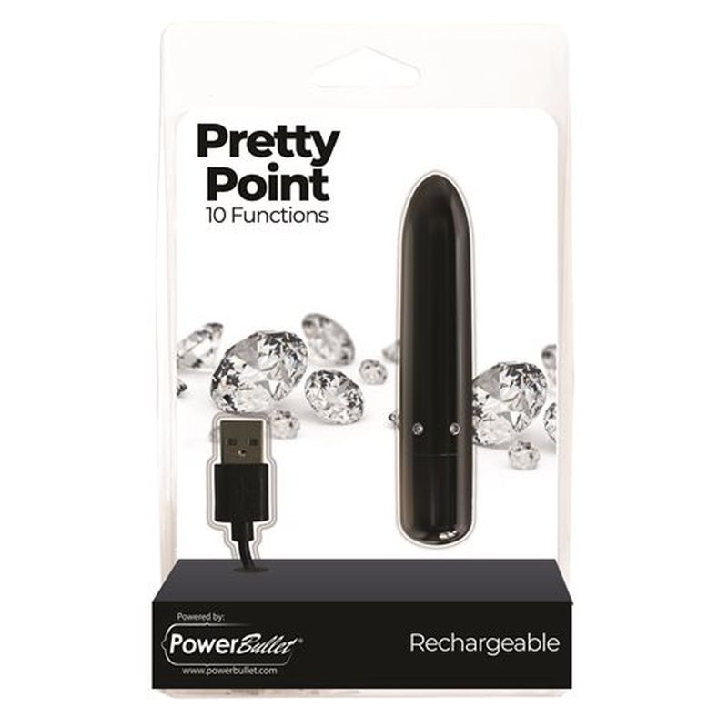 Pretty Point 4in Power Bullet Black Vibrator with 10 Functions