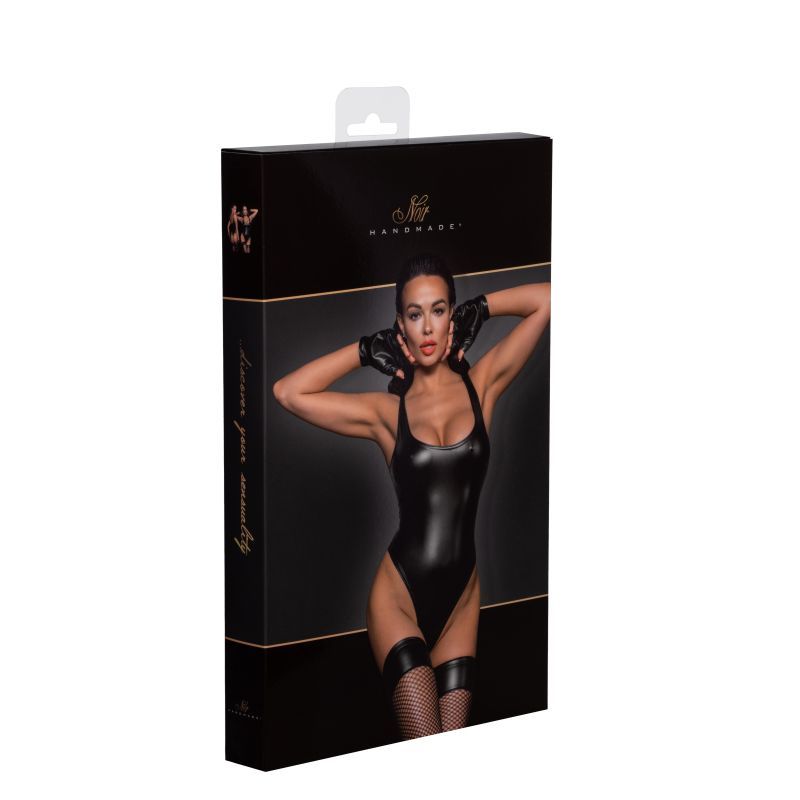 Power Wetlook Bodysuit with High Cut Leg