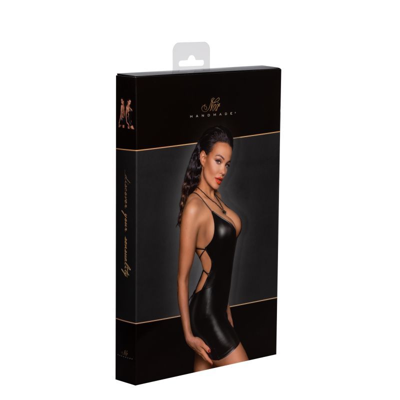 Power Wetlook Mini Dress With Lace Up Back