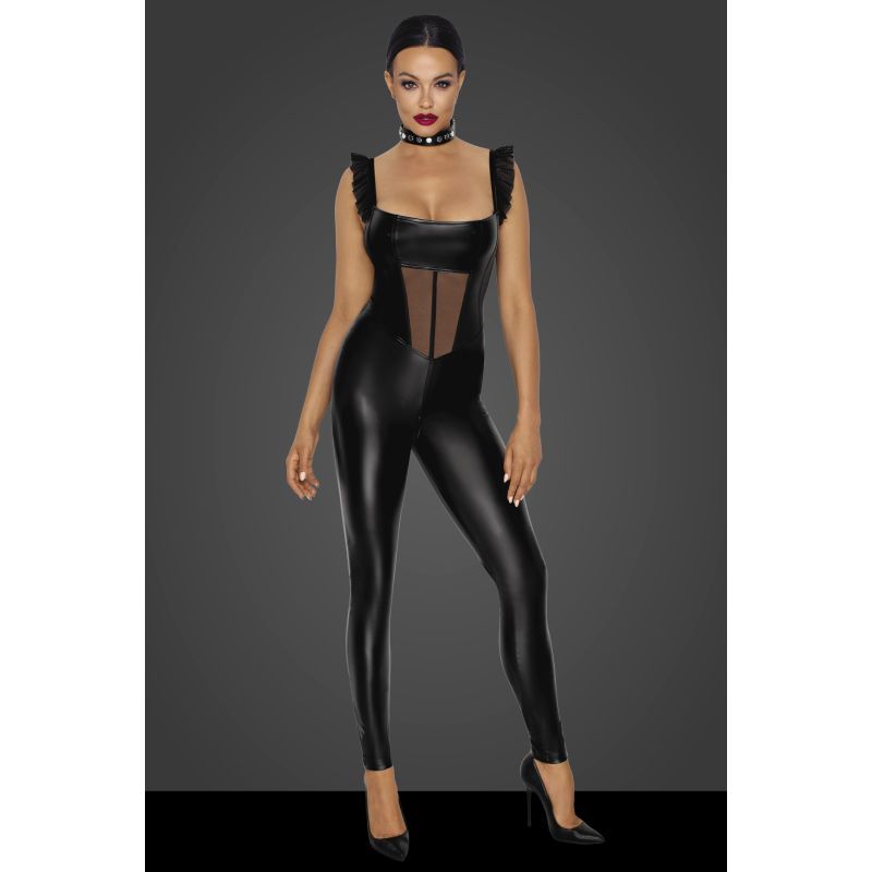 Power Wetlook Overall with Tulle Panel