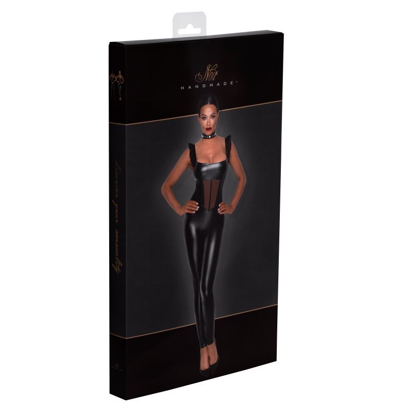 Power Wetlook Overall with Tulle Panel