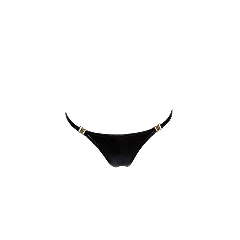 Power Wetlook Panty with Dual Side Openings and Gold Clasps