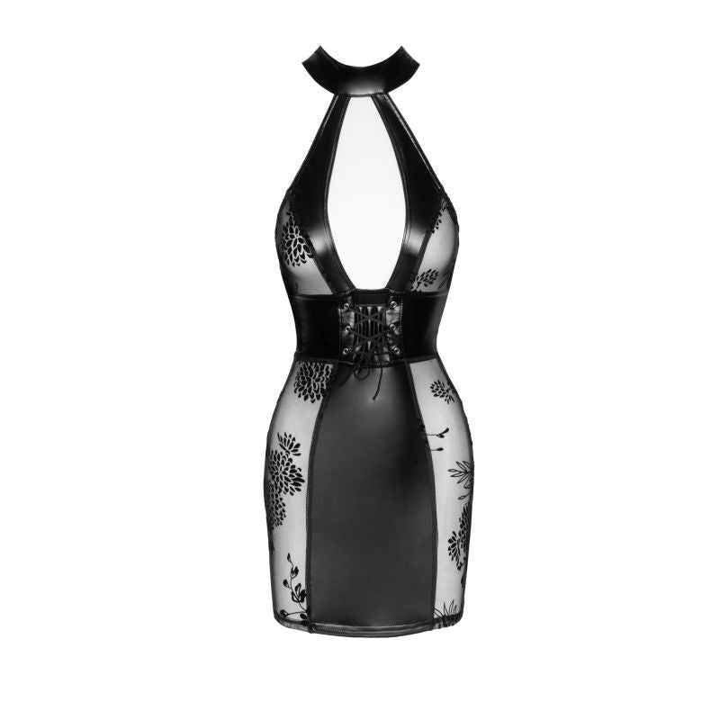 Power Wetlook Short Tulle Dress with Inserts and Corset Binding