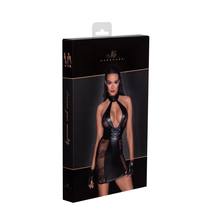 Power Wetlook Short Tulle Dress with Inserts and Corset Binding