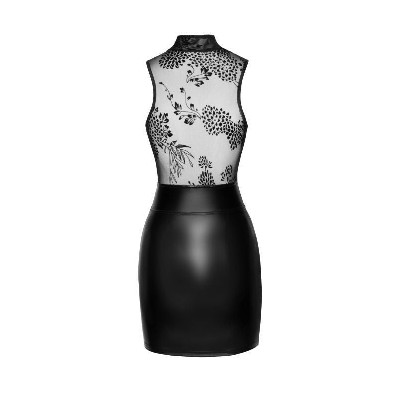 Power Wetlook Short Dress with Tulle Top