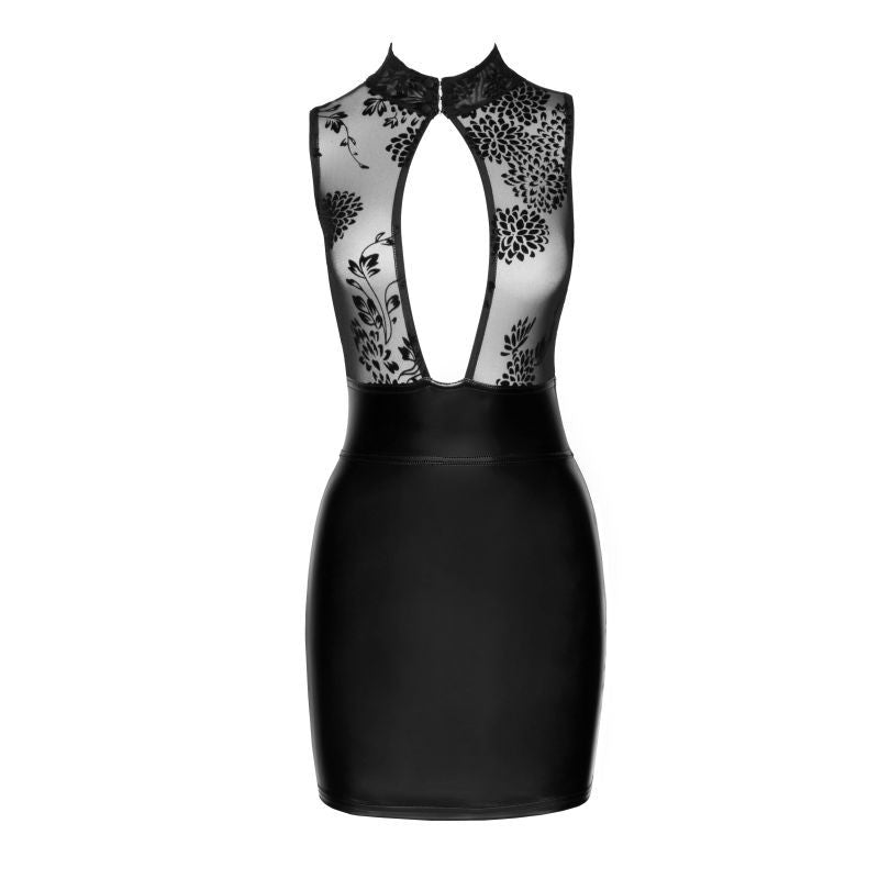 Power Wetlook Short Dress with Tulle Top