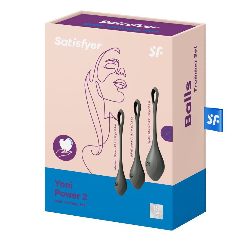 Satisfyer Yoni Power Balls 2 Black 3 Pc Set - Silicone
