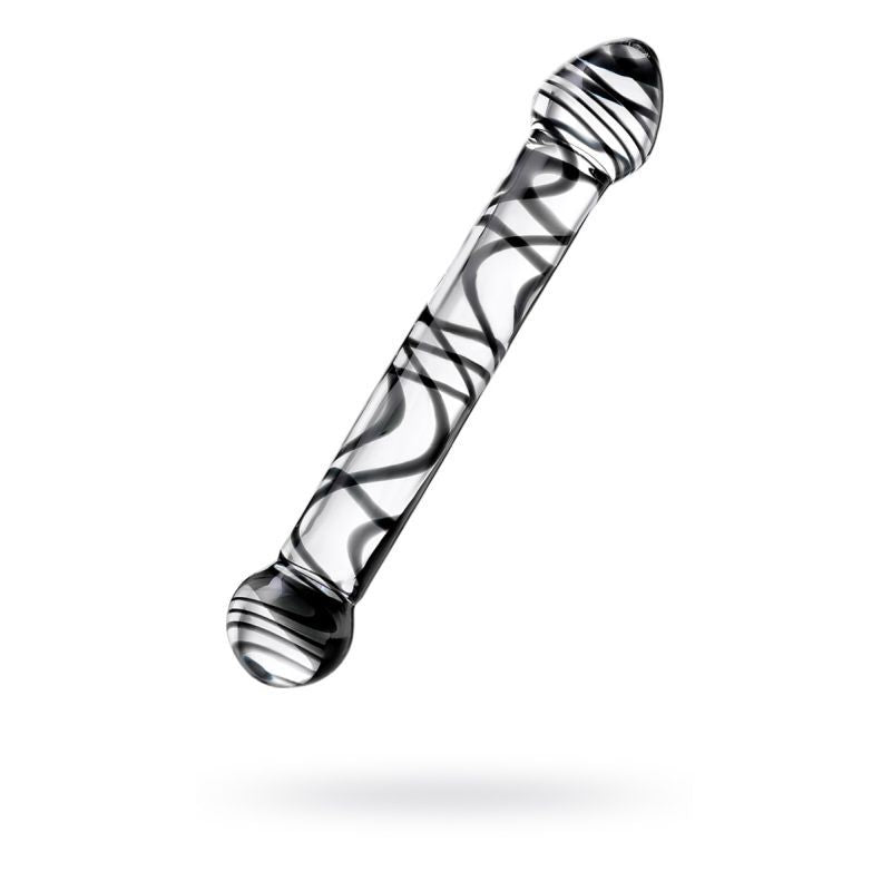Sexus Glass Dildo Duo Black Swirl 20.5cm Intimate Pleasure Toy