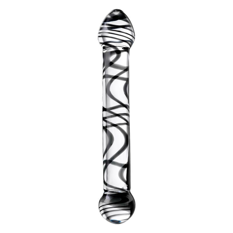 Sexus Glass Dildo Duo Black Swirl 20.5cm Intimate Pleasure Toy