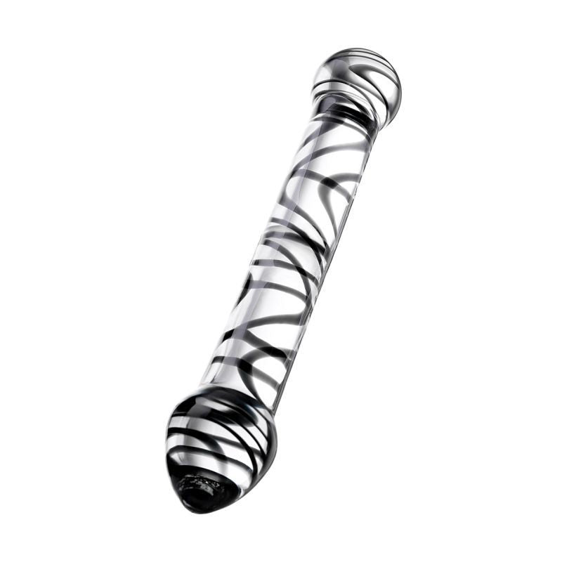 Sexus Glass Dildo Duo Black Swirl 20.5cm Intimate Pleasure Toy