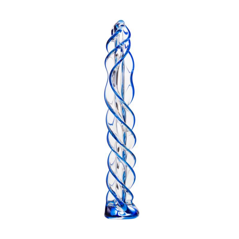 Sexus Glass Dildo Blue Helix 18.7 Centimeters