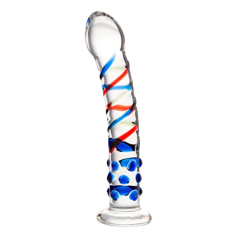 Sexus Glass Dildo with Blue Tip 18cm