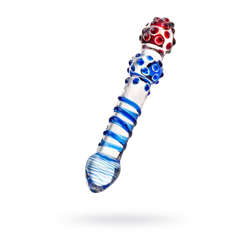 Sexus Glass Dildo in Blue and Red 20.5cm Elegant