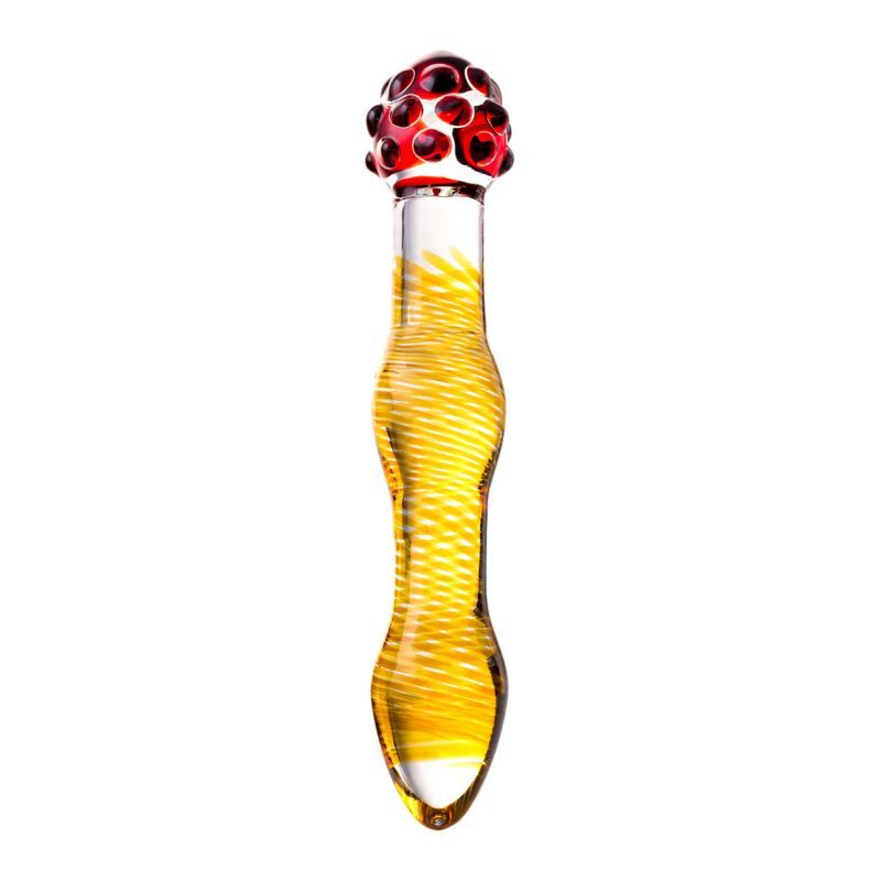 Sexus Glass Dildo Yellow and Red 20.5 Centimeters Artistic Design