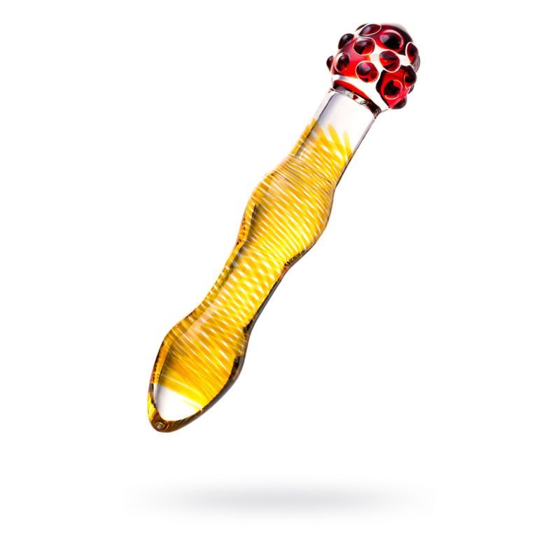 Sexus Glass Dildo Yellow and Red 20.5 Centimeters Artistic Design