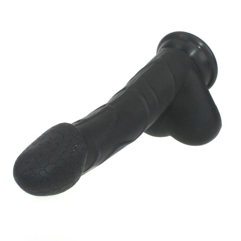 Realistic 19cm Cock W Balls Black - Lifelike Silicone Dildo