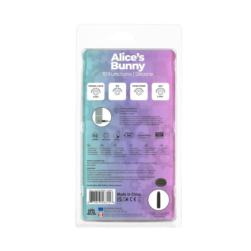 Alices Bunny Bullet w Rabbit Sleeve Purple 4 Inches