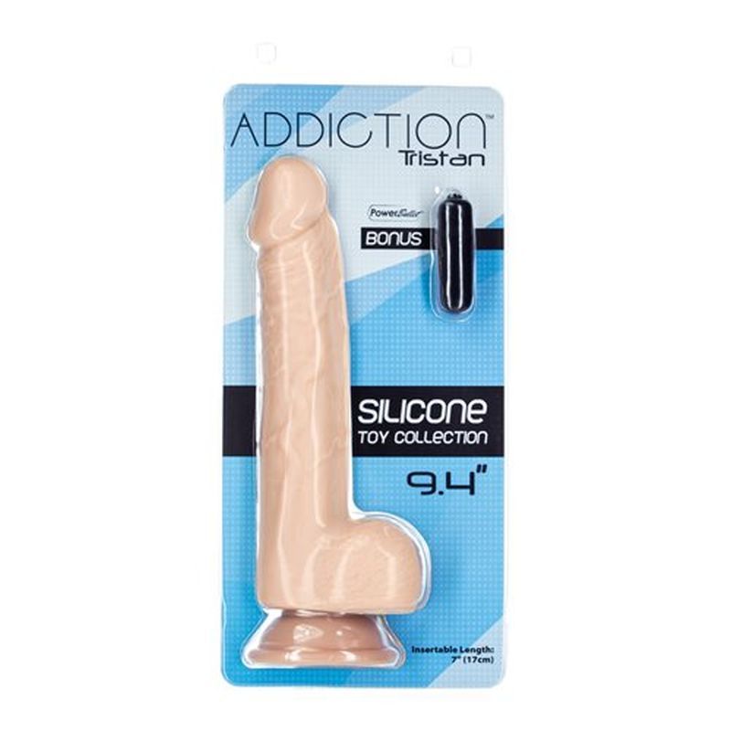 Tristan 9 Inch Realistic Dong Beige Premium Silicone