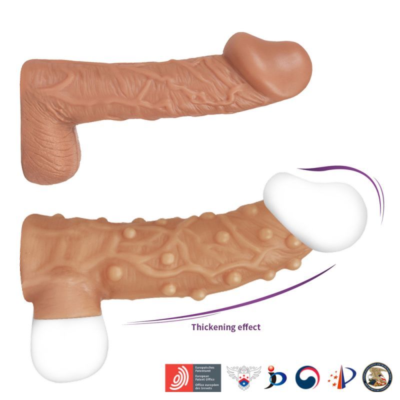 Nude Sleeve 10cm Shaft Soft Silicone Girth Enhancer with Studs