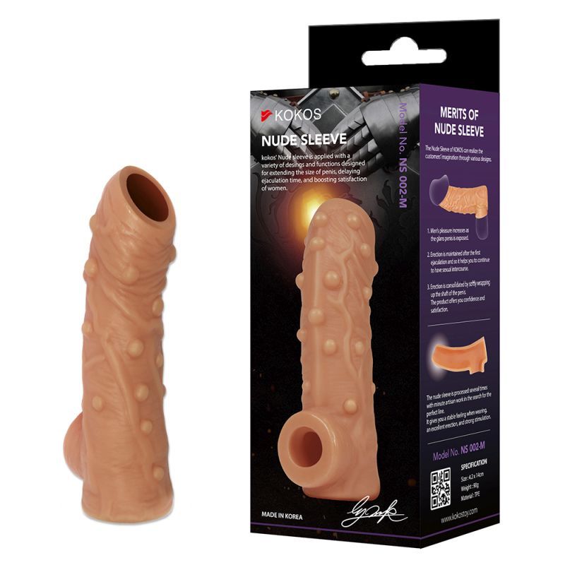 Nude Sleeve 10cm Shaft Soft Silicone Girth Enhancer with Studs