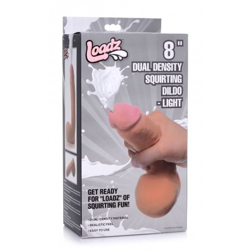 8in Dual Density Squirting Dildo w Balls Reservoir - Realistic Feel