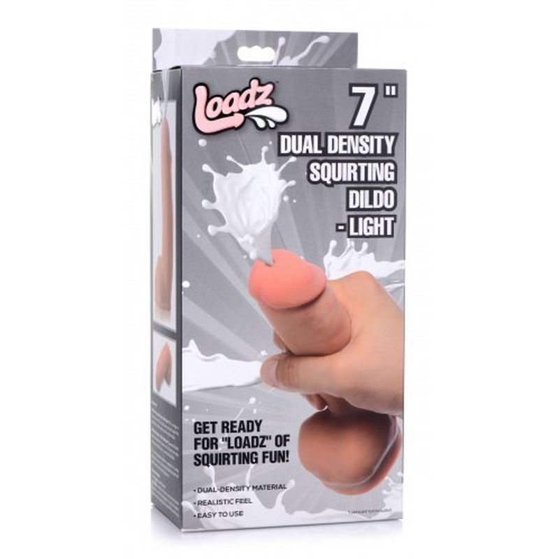 Loadz 7 Inch Dual Density Squirting Dildo with Balls Reservoir - Realistic Dildo