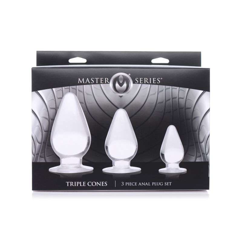 Triple Cones 3 Piece Set – Clear Graduated Anal Plugs