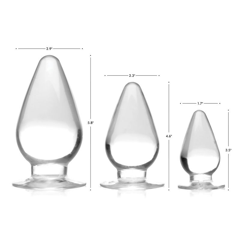 Triple Cones 3 Piece Set – Clear Graduated Anal Plugs